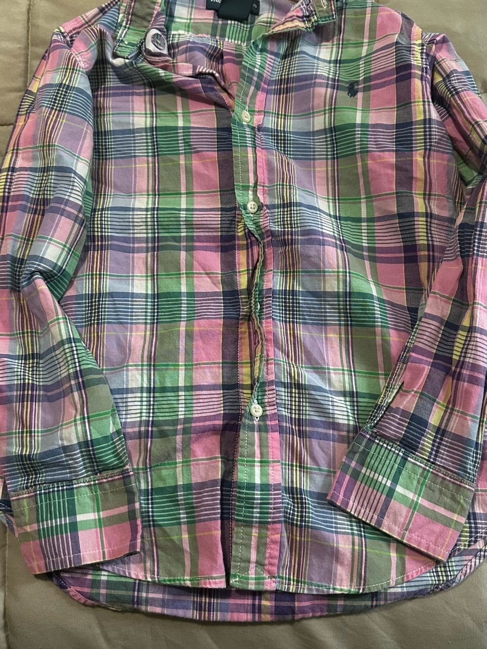 Ralph Lauren Pink, Green & Blue Plaid Button-Down Shirt